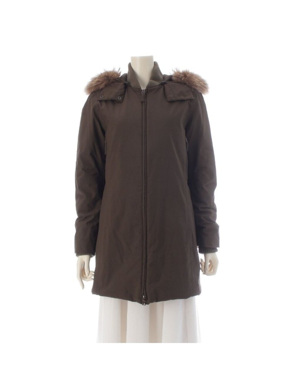 Prada Sport Polyester Padding Fur Long Military Jacket Khaki 40